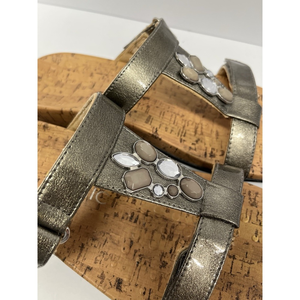 Vionic | Woman's Viviana Embellished Metallic Bronze Cork Footbed Sandals, 9Wide - Picture 2 of 9
